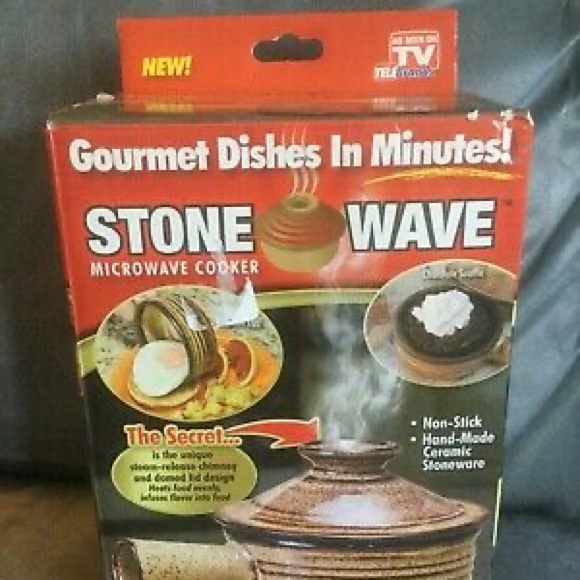 NWT AS SEEN ON TV STONE WAVE MICROWAVE COOKER CERAMIC STONEWARE - Picture 7 of 9